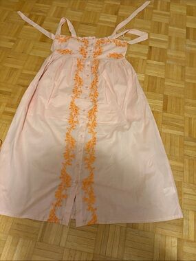 dRA Pink Sundress with Orange Floral Embroidery